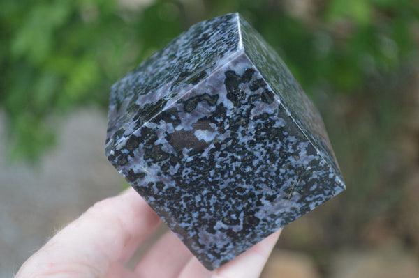 Polished Gabbro Merlinite Cubes With Corners Cut To Stand  x 2 From Ambatondrazaka, Madagascar - Toprock Gemstones and Minerals 