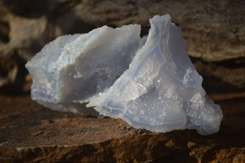 Natural Etched Blue Chalcedony Specimens  x 6 From Nsanje, Malawi - Toprock Gemstones and Minerals 
