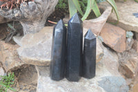 Polished Black Basalt Points  x 3 From Madagascar