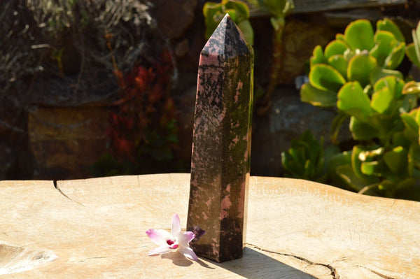 Polished Large Pink & Black Rhodonite Point  x 1 From Ambindavato, Madagascar