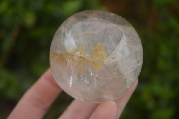 Polished Clear Quartz Crystal Balls With Golden Hematoid & Rainbow Veils  x 3 From Madagascar - TopRock