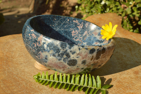 Polished Breath-Taking XX Rare Dumortierite Bowl With Golden Biotite Mica x 1 From Madagascar - TopRock