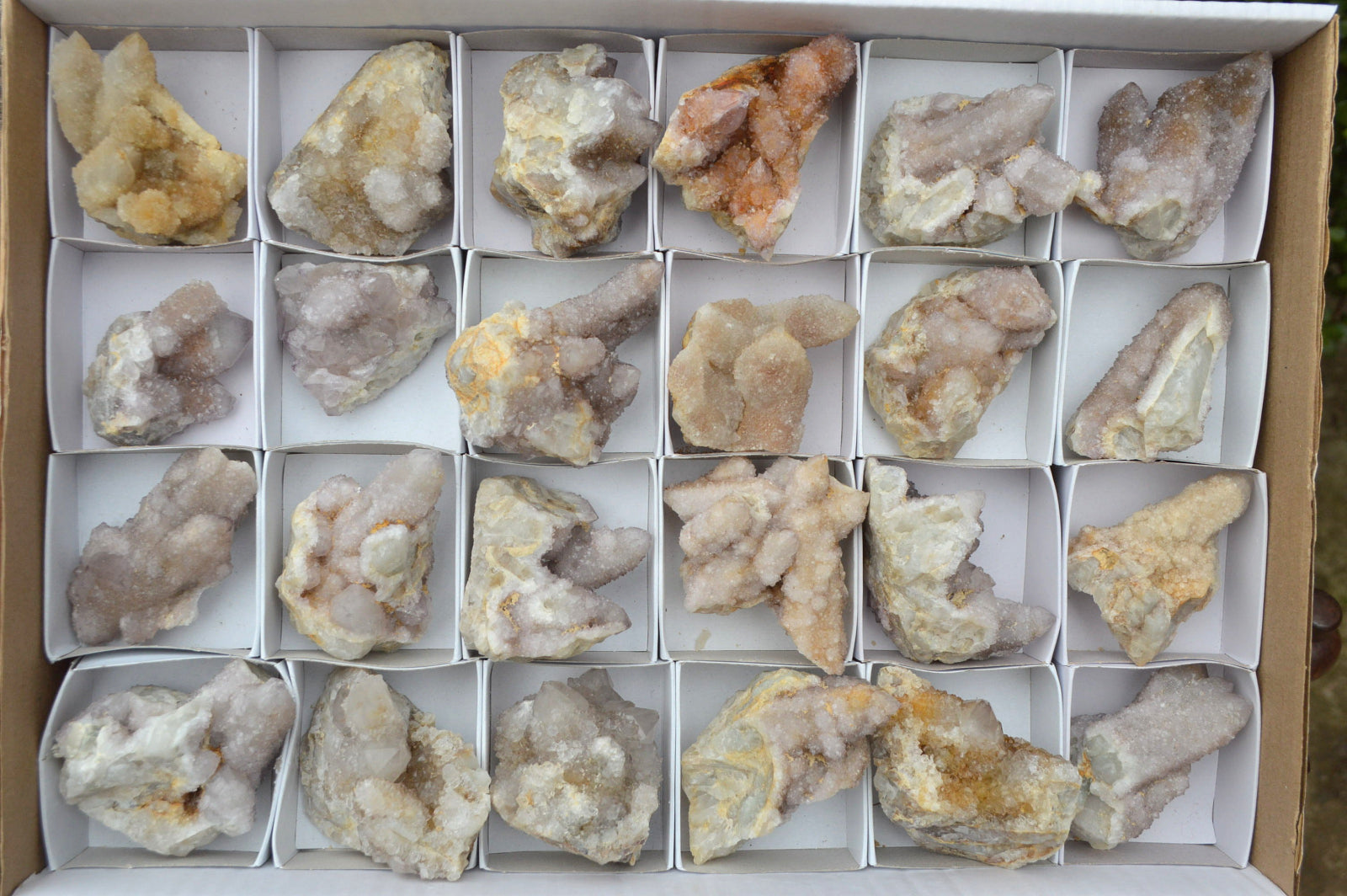 Natural Small Mixed Colour Spirit Quartz Clusters x 24 From Boekenhouthoek, South Africa - TopRock