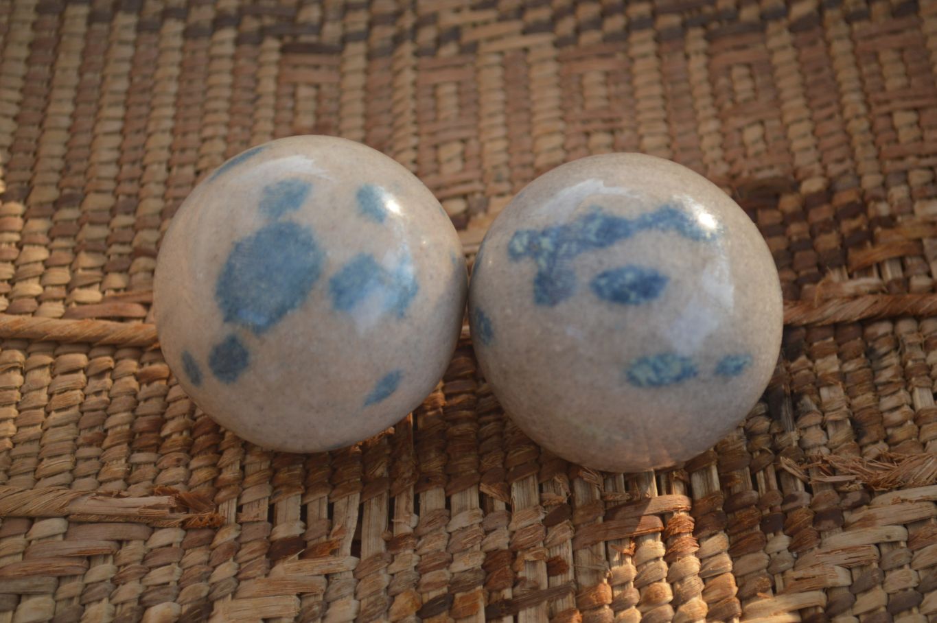 Polished Blue Spotted Spinel Quartz Spheres x 8 From Madagascar - Toprock Gemstones and Minerals 