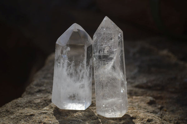 Polished Clear Quartz Crystal Points  x 6 From Madagascar - Toprock Gemstones and Minerals 