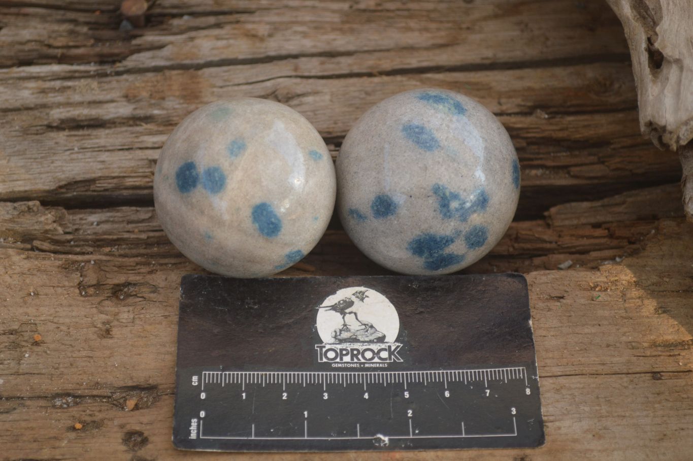 Polished Blue Spotted Spinel Quartz Spheres x 8 From Madagascar - Toprock Gemstones and Minerals 