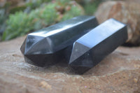 Polished Black Basalt Points  x 3 From Madagascar