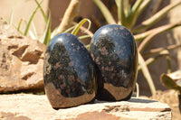 Polished Groovy New Spotted Iolite / Water Sapphire Standing Free Forms  x 2 From Madagascar - TopRock