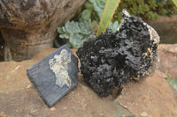 Natural Schorl Black Tourmaline Specimens x 2 From Erongo Mountains, Namibia - TopRock