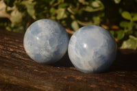 Polished Blue Calcite Spheres x 4 From Ihadilalana, Madagascar - Toprock Gemstones and Minerals 