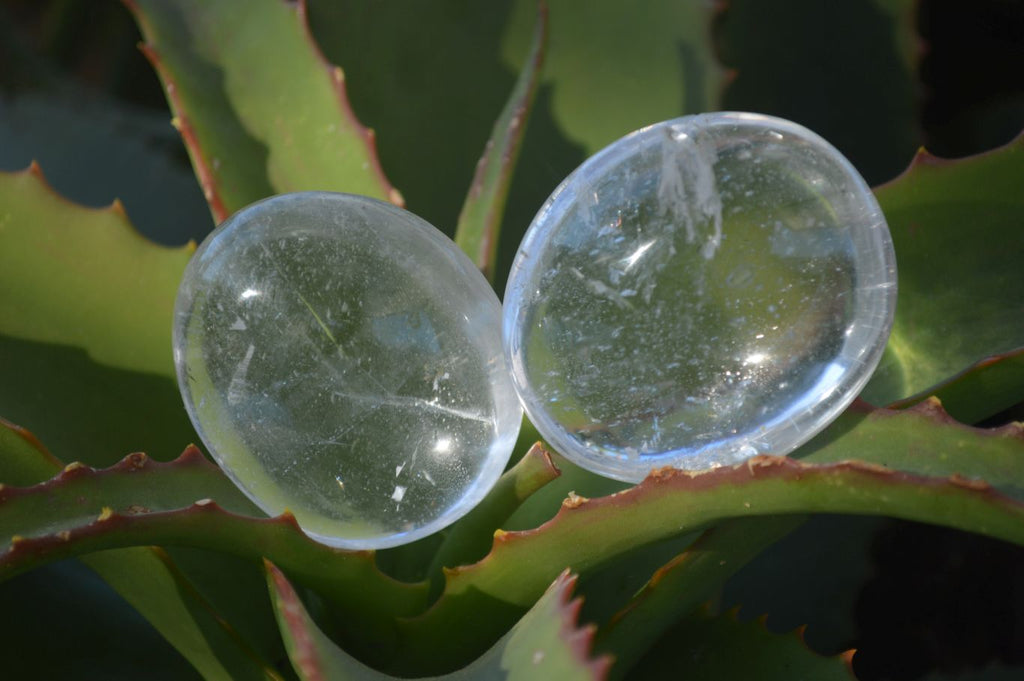 Polished Semi Optic Clear Quartz Galet / Palm Stones x 12 From Madagascar - Toprock Gemstones and Minerals 