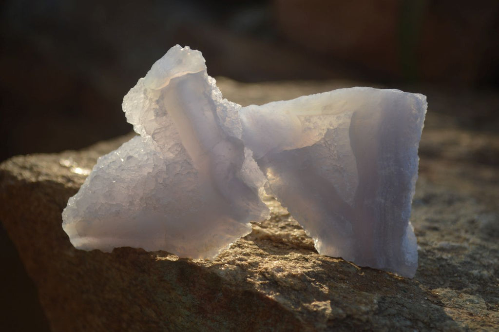 Natural Etched Blue Chalcedony Specimens  x 12 From Nsanje, Malawi - Toprock Gemstones and Minerals 