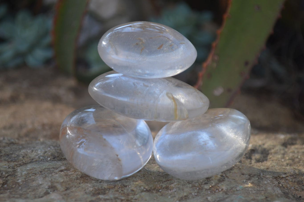 Polished Semi Optic Clear Quartz Galet / Palm Stones x 12 From Madagascar - Toprock Gemstones and Minerals 
