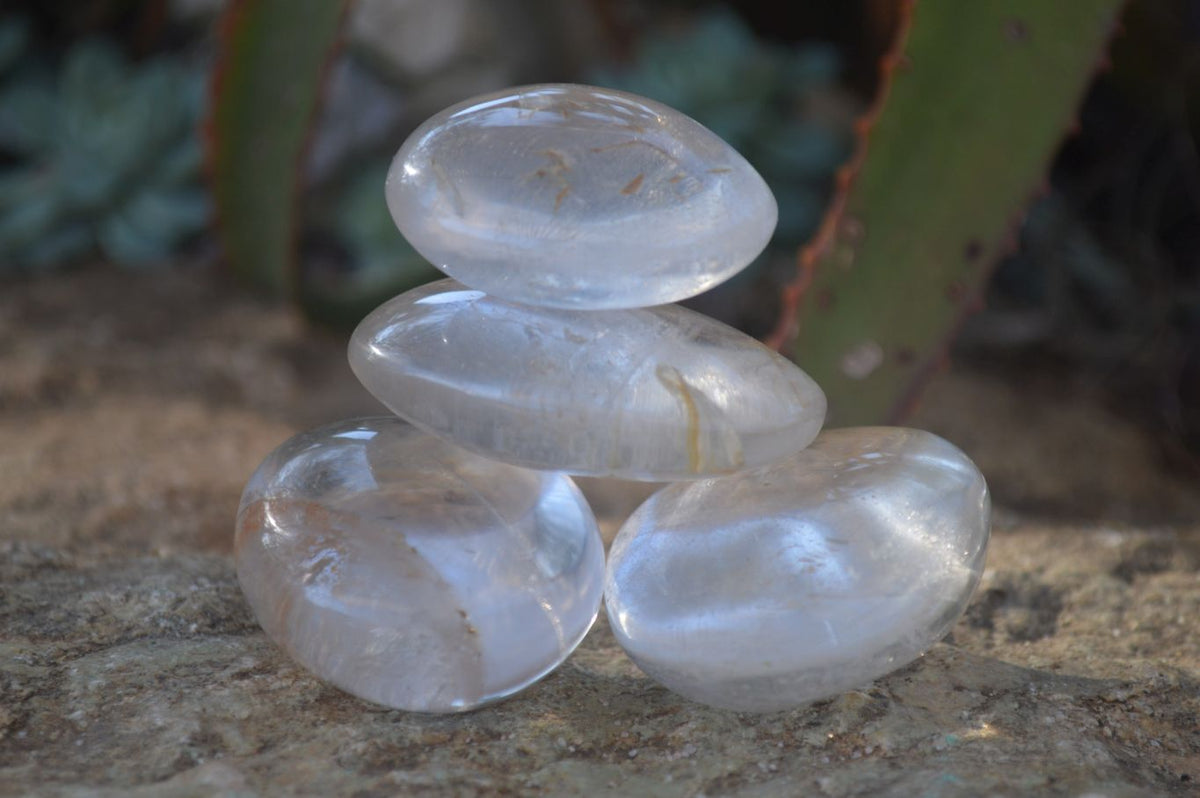 Polished Semi Optic Clear Quartz Galet / Palm Stones x 12 From Madagascar - Toprock Gemstones and Minerals 