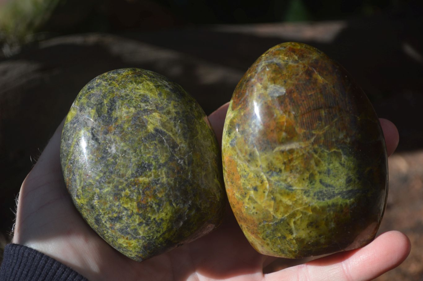 Polished Green Opal Standing Free Forms  x 6 From Madagascar - Toprock Gemstones and Minerals 