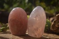 Polished Pink Rose Quartz Standing Free Forms x 2 From Ambatondrazaka, Madagascar - TopRock