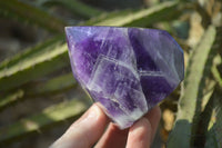 Polished Dark Chevron Amethyst Points x 3 From Zambia