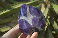 Polished Dark Chevron Amethyst Points x 3 From Zambia
