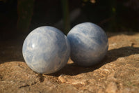 Polished Blue Calcite Spheres x 4 From Ihadilalana, Madagascar - Toprock Gemstones and Minerals 