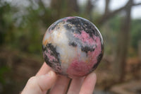 Polished  Pink & Black Rhodonite Spheres x 2 From Madagascar - Toprock Gemstones and Minerals 