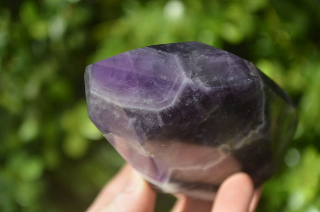 Polished Dark Chevron Amethyst Points x 3 From Zambia - Toprock Gemstones and Minerals 