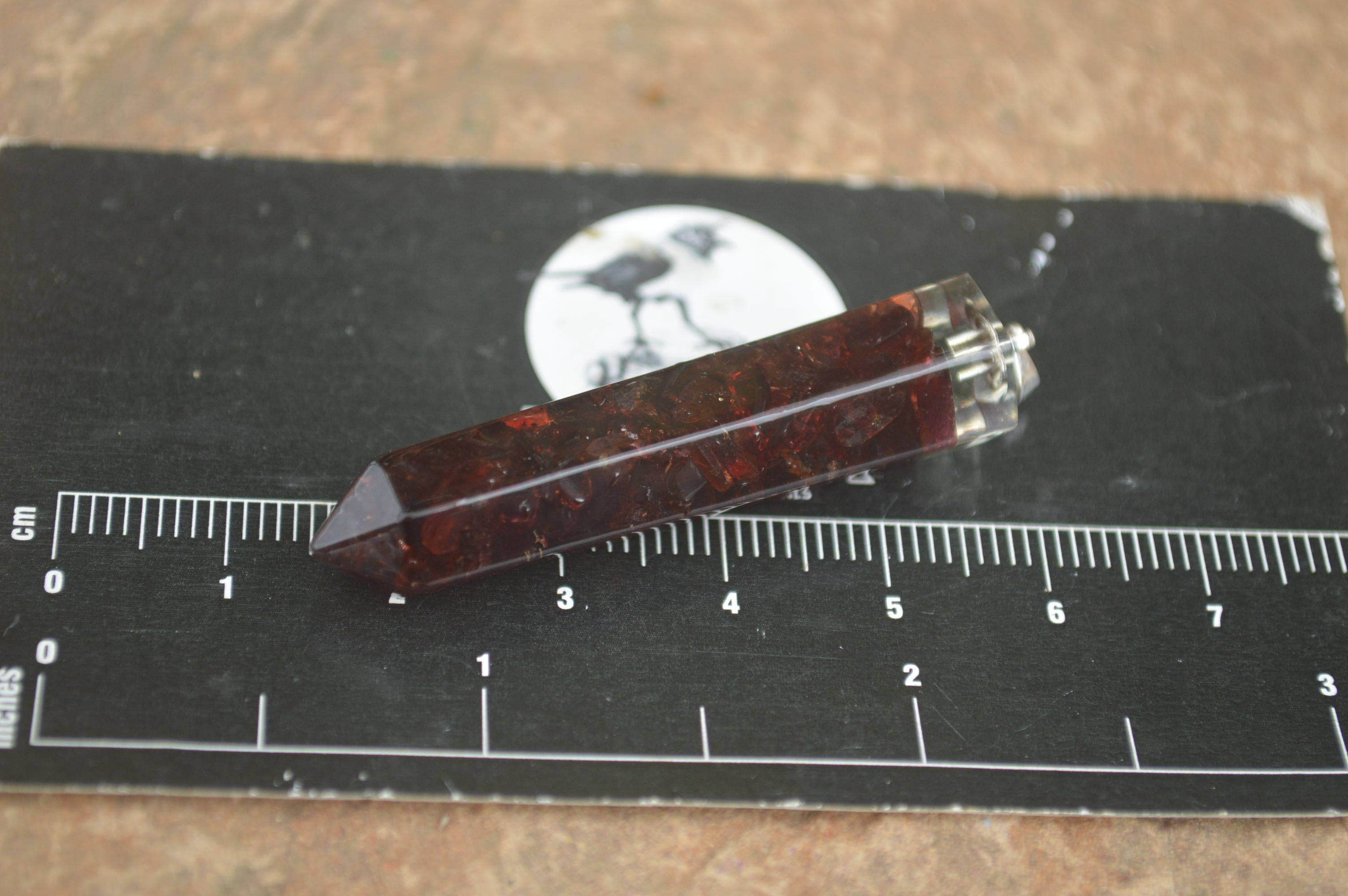 Polished Packaged Hand Crafted Resin Pendant with Red Pyrope Garnet Chips - sold per piece - From Bulwer, South Africa - TopRock