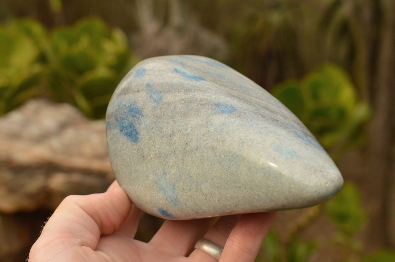 Polished Blue Spotted Spinel Quartz Standing Free Forms x 2 From Madagascar - TopRock