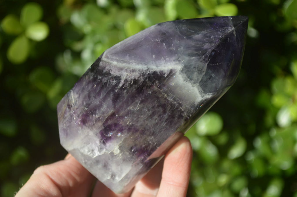 Polished Dark Chevron Amethyst Points x 3 From Zambia - Toprock Gemstones and Minerals 