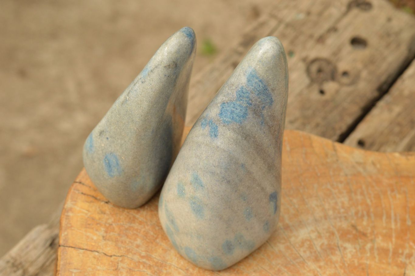 Polished Blue Spotted Spinel Quartz Standing Free Forms x 2 From Madagascar - TopRock