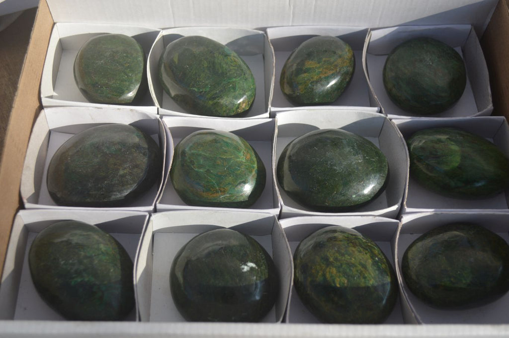 Polished Green Verdite Galet / Palm Stones x 12 From Zimbabwe - Toprock Gemstones and Minerals 