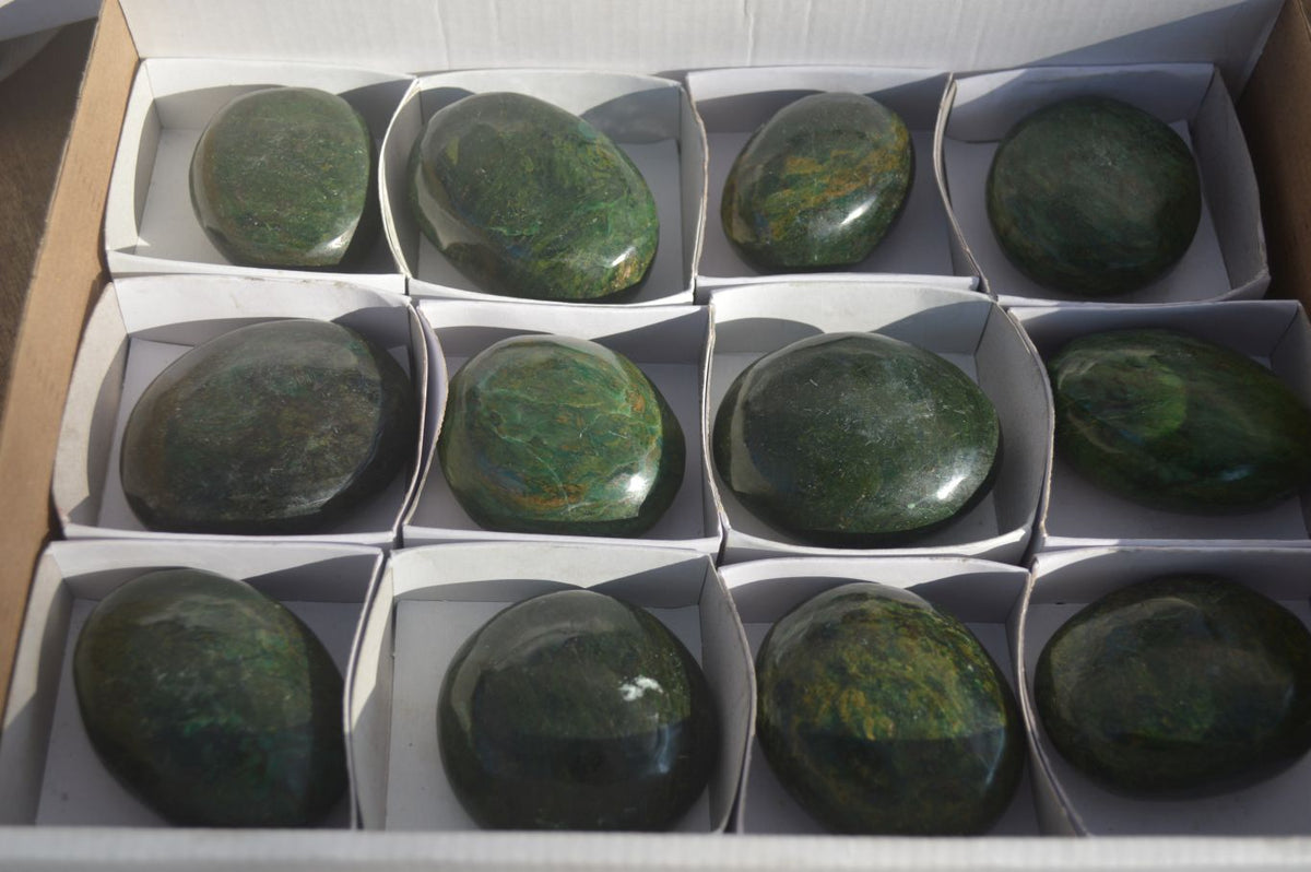 Polished Green Verdite Galet / Palm Stones x 12 From Zimbabwe - Toprock Gemstones and Minerals 