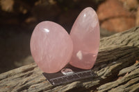Polished Pink Rose Quartz Standing Free Forms x 2 From Ambatondrazaka, Madagascar - TopRock