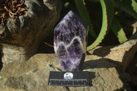 Polished Chevron Amethyst Points x 2 From Zambia