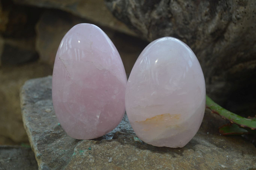 Polished Pink Rose Quartz Standing Free Forms x 4 From Antsirabe, Madagascar - Toprock Gemstones and Minerals 
