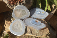 Polished Highly Selected Agate Slices  x 4 From Madagascar