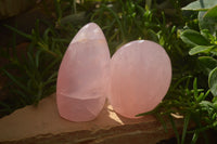 Polished Pink Rose Quartz Standing Free Forms x 2 From Ambatondrazaka, Madagascar - TopRock