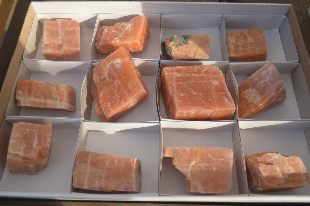 Natural New Sunset Orange Calcite Specimens  x 12 From Spitzkop, Namibia - Toprock Gemstones and Minerals 