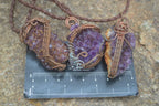 Polished Dark "Amethystos" Amethyst Crystal With Copper Art Wire Pendant -  sold per piece From Zambia - Toprock Gemstones and Minerals 