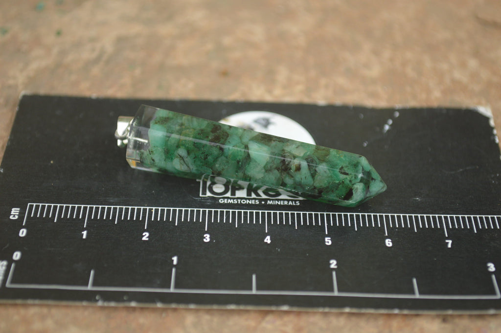 Polished Packaged Hand Crafted Resin Pendant with Emerald Chips - sold per piece - From Bulwer, South Africa - TopRock