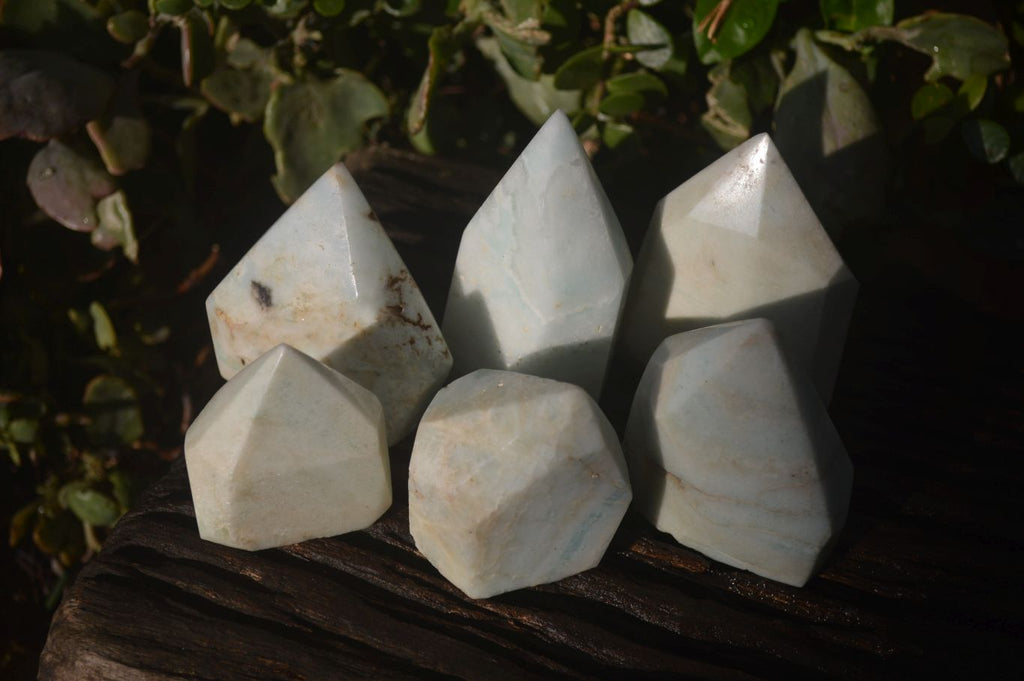 Polished Rare Blue Smithsonite Aragonite Points x 6 From Congo - Toprock Gemstones and Minerals 