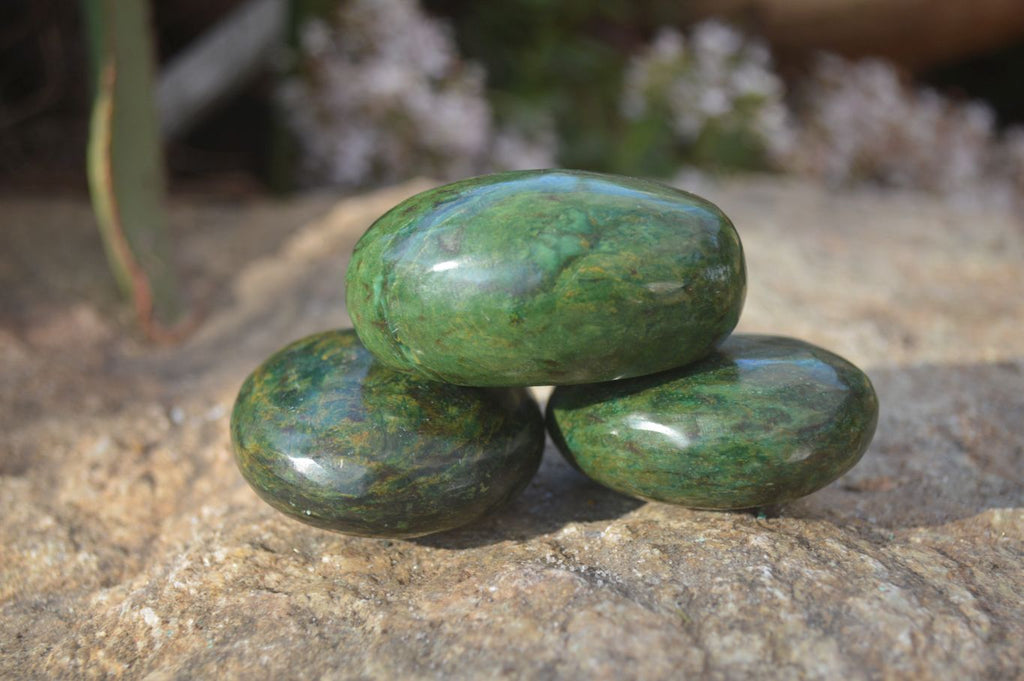 Polished Green Verdite Galet / Palm Stones x 12 From Zimbabwe - Toprock Gemstones and Minerals 