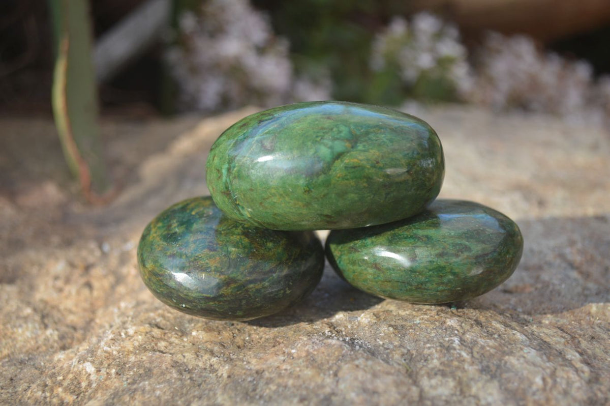 Polished Green Verdite Galet / Palm Stones x 12 From Zimbabwe - Toprock Gemstones and Minerals 