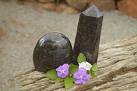 Polished New Sparkling Blue Iolite Standing Free Form & Point x 2 From Madagascar - TopRock