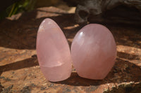 Polished Pink Rose Quartz Standing Free Forms x 2 From Ambatondrazaka, Madagascar - TopRock
