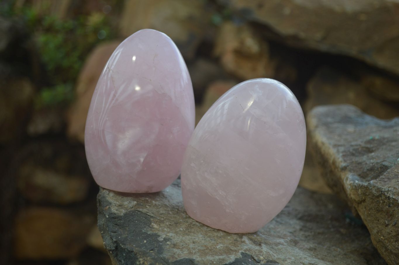 Polished Pink Rose Quartz Standing Free Forms x 4 From Antsirabe, Madagascar - Toprock Gemstones and Minerals 