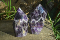 Polished Chevron Amethyst Points x 2 From Zambia