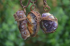 Polished Dark "Amethystos" Amethyst Crystal With Copper Art Wire Pendant -  sold per piece From Zambia - Toprock Gemstones and Minerals 