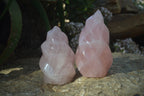Polished Pink Rose Quartz Flame Sculptures x 2 From Madagascar - Toprock Gemstones and Minerals 
