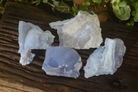 Natural Etched Blue Chalcedony Specimens  x 4 From Nsanje, Malawi - Toprock Gemstones and Minerals 