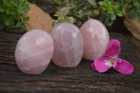 Polished Gemmy Pink Rose Quartz Standing Free Forms  x 3 From Ambatondrazaka, Madagascar - TopRock